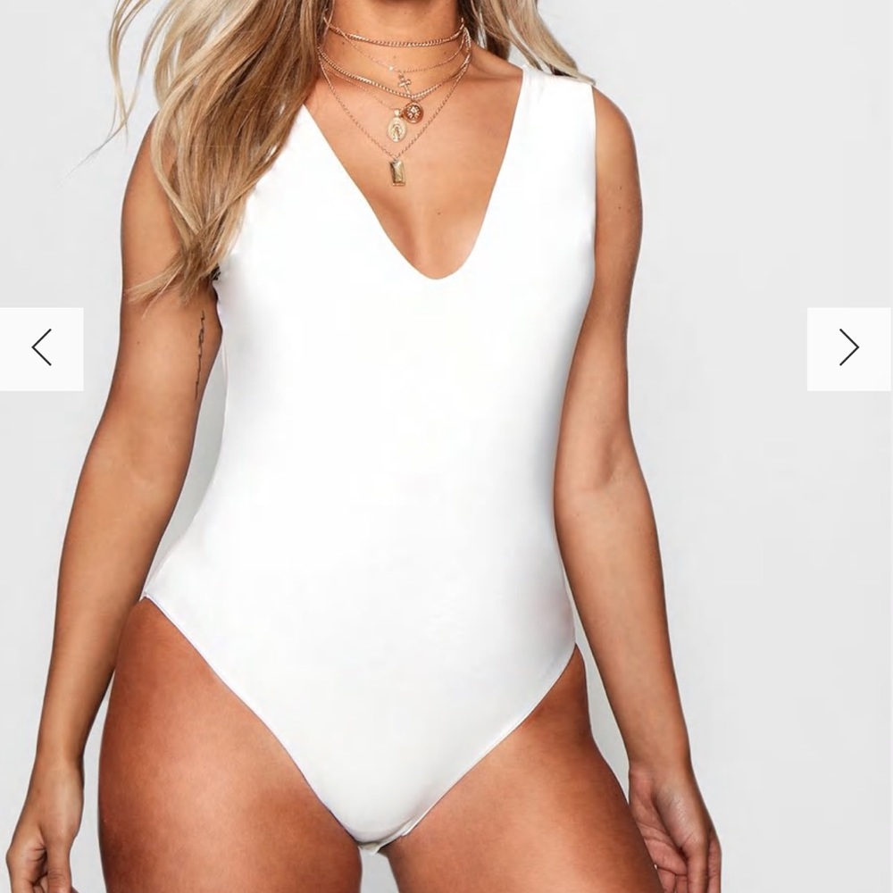 Plus Plunge Neck Double Layer Bodysuit
